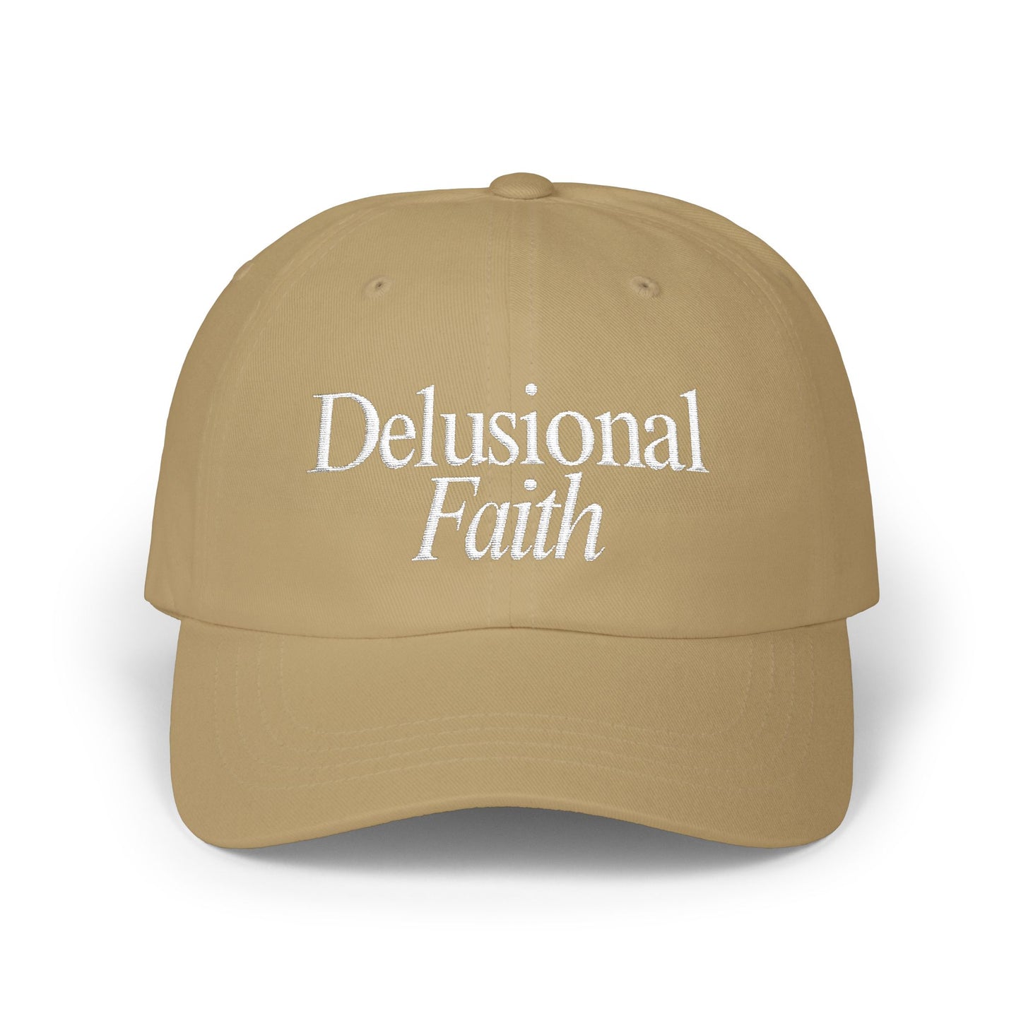 Delusional Faith Khaki Dad Cap – Faith Based Streetwear Hat